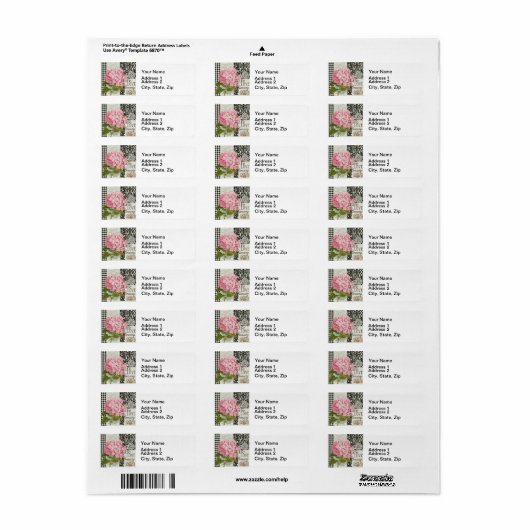 Damast Patroon Bloemen Decor  Etiket (Full Sheet)