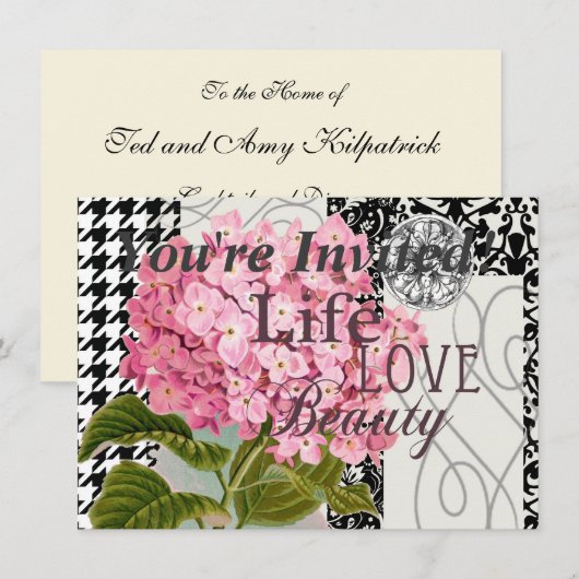 Damast Patroon Bloemen Decor  Kaart (Voorkant / Achterkant)