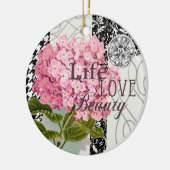 Damast Patroon Bloemen Decor  Keramisch Ornament (Links)