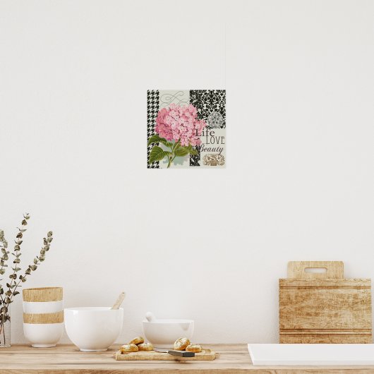 Damast Patroon Bloemen Decor  Poster (Keuken)