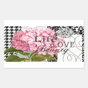 Damast Patroon Bloemen Decor Rechthoekige Sticker