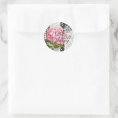 Damast Patroon Bloemen Decor  Ronde Sticker (Tas)