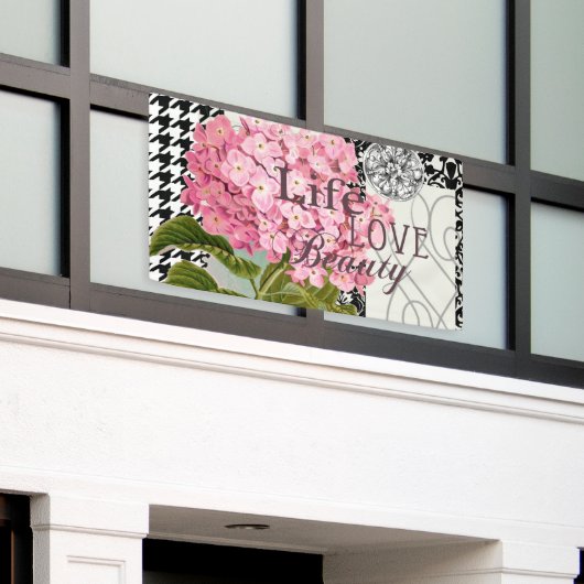 Damast Patroon Bloemen Decor  Spandoek (Buitenkant Gebouw)