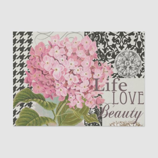 Damast Patroon Bloemen Decor  Tissuepapier (Voorkant)