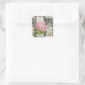 Damast Patroon Bloemen Decor  Vierkante Sticker (Tas)