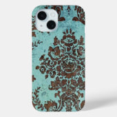 damast patroon - chocolade en Blauwgroen Case-Mate iPhone Case (Achterkant)