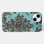 damast patroon - chocolade en Blauwgroen Case-Mate iPhone Case (Achterkant (horizontaal))