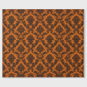 Damast  Patroon Sinaasappel Halloween Cadeaupapier (Vlak)