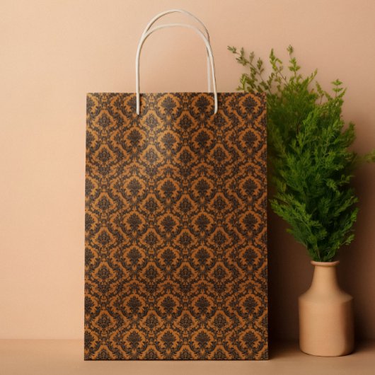  Damast  Patroon Sinaasappel Halloween Medium Cadeauzakje