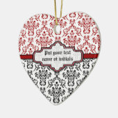 Damast patroon zwart rood wit aangepaste ornament (Links)