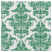 Damast Pattern - Bos Groen op Wit Stof (Close Up)