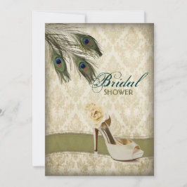  damast pauw bruiloft vrijgezellenfeest kaart