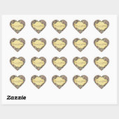Damast Pauw Elegantie Aubergine Goud en Aqua Hart Sticker (Vel)