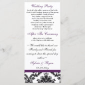 damast rand paarse bruiloft programma programmakaart (Achterkant)