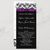 damast rand paarse bruiloft programma programmakaart (Voorkant / Achterkant)