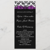 damast rand paarse bruiloft programma programmakaart (Voorkant)