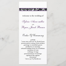 damast rand paarse bruiloft programma