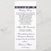 damast rand paarse bruiloft programma programmakaart (Achterkant)