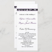 damast rand paarse bruiloft programma programmakaart (Voorkant / Achterkant)