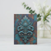 Damast reliëf Fleur-De-Lis Briefkaart (Staand voorkant)