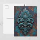 Damast reliëf Fleur-De-Lis Briefkaart (Voorkant / Achterkant)