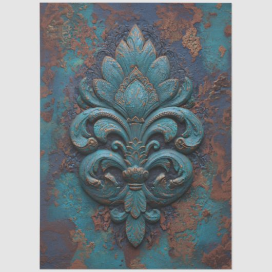 Damast reliëf Fleur-De-Lis Decoupage Tissuepapier (Voorkant)
