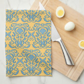 Damast robins ei blauw oude wereld baksteen patroo theedoek (Quarter Fold)