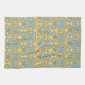 Damast robins ei blauw oude wereld baksteen patroo theedoek (Horizontaal)