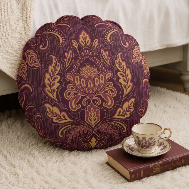 Damast Ronde Worp Kussen (Damask Round Throw Pillow)