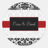damast rood Bruiloft Monogram stickers (Voorkant)