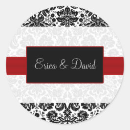 damast rood Bruiloft Monogram stickers