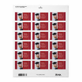 Damast rood wit Afstuderen foto Etiket (Full Sheet)