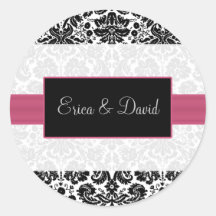 damast roze Bruiloft Monogram stickers