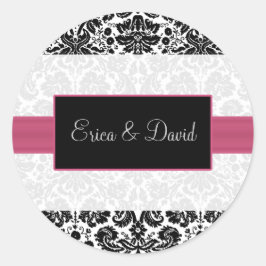 damast roze Bruiloft Monogram stickers