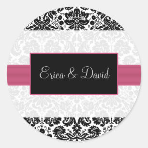damast roze Bruiloft Monogram stickers