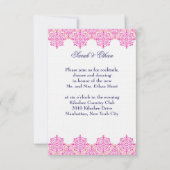Damast roze en oranje trouw ontvangstkaarten kaart (Voorkant)
