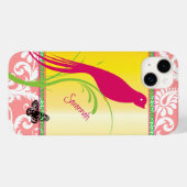 Damast Roze Zwaluw Vogelvlinder Case-Mate iPhone Case (Achterkant (horizontaal))