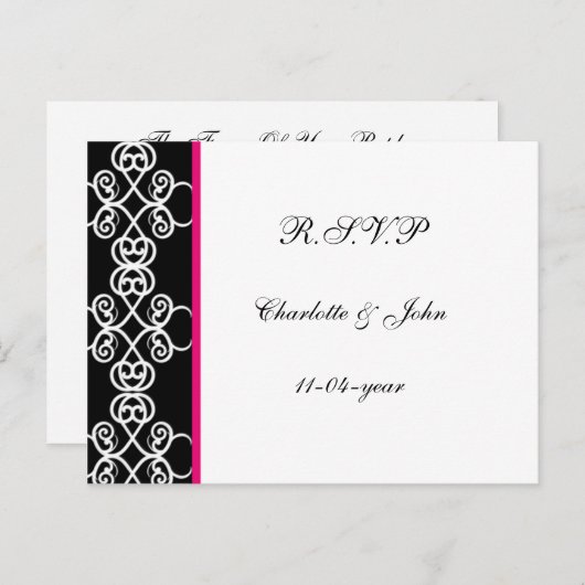 damast RSVP Uitnodiging Briefkaart (Voorkant / Achterkant)