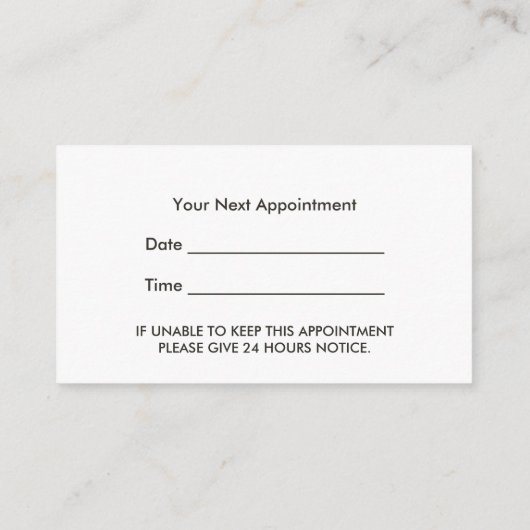  damast salon: Haarstyliste afspraak Afsprakenkaartje (Achterkant)