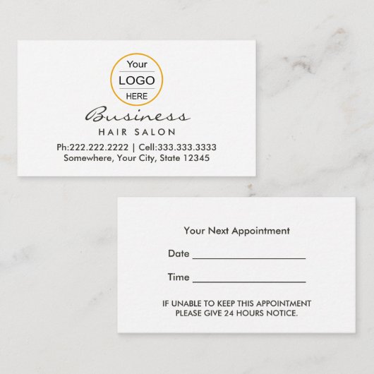  damast salon: Haarstyliste afspraak Afsprakenkaartje (Voorkant / Achterkant)