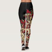 Damast stijl rood en zwart leggings (Achterkant)