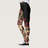 Damast stijl rood en zwart leggings (Links)