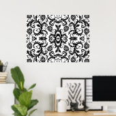 Damast Swirl Bruiloftspatroon 2 Poster (Thuiskantoor)