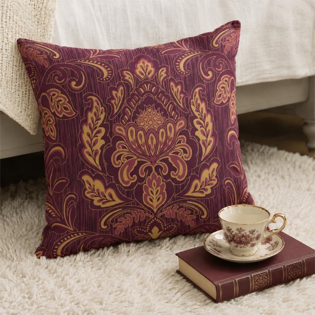 Damast vierkante sierkussen (Damask Square Throw Pillow)