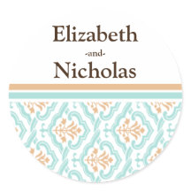 Damast Wallpaper Floral bruiloft uitnodiging zegel