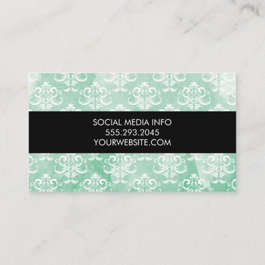 Damast / Water Color (groen) Visitekaartje (Achterkant)