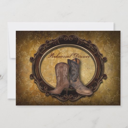 damast Western Cowboy bruiloft repetitie diner Kaart (Achterkant)