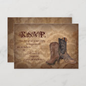 damast Western Cowboy bruiloft RSVP reactie (Voorkant / Achterkant)