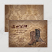damast Western Cowboy bruiloft RSVP reactie Kaartje (Voorkant / Achterkant)