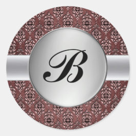 Damast zilver monogram label envelop seal sticker
